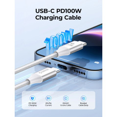 Orico кабел Cable USB C-to-C PD 100W Charging 1.0m Black - CDX-100CC-BK