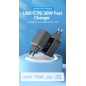 Vention бързо зарядно Fast Charger Wall - QC4.0, PD3.0 Type-C, 30W Black - FAIB0 Vention бързо зарядно Fast Charger Wall - QC4.0, PD3.0 Type-C, 30W Black - FAIB0