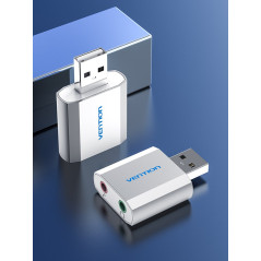 Vention външна звукова карта USB Sound card - Headphones, Mic, Silver - VAB-S13