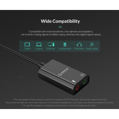 Orico външна звукова карта USB Sound card - Headphones, Mic, Black - SKT2-BK