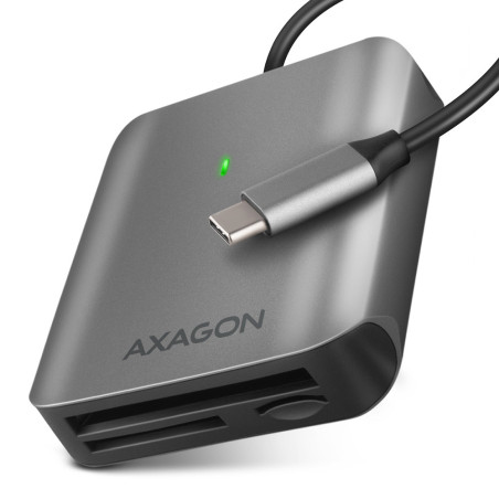 Aluminum high-speed USB-C 3.2 Gen 1 memory card reader. 3 slots, UHS-II.