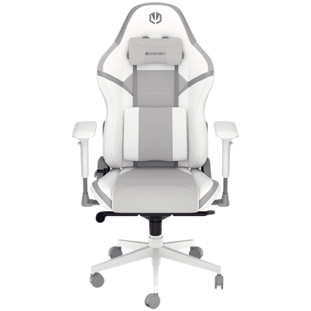 Endorfy Scrim Onyx White Gaming Chair, PU Leather + Breathable Fabric, Cold-pressed Foam, Memory Foam Cushions, Class 4 Gas Lift