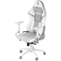 Endorfy Scrim Onyx White Gaming Chair, PU Leather + Breathable Fabric, Cold-pressed Foam, Memory Foam Cushions, Class 4 Gas Lift