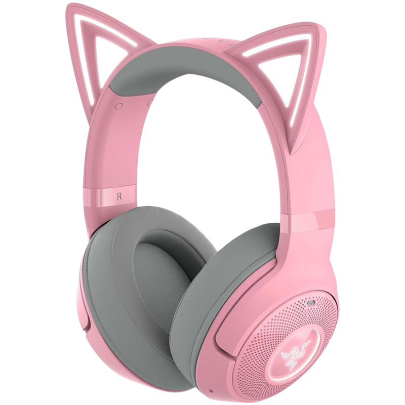 Kraken Kitty BT V2 - Quartz Ed. Pink, Wireless Gaming Headset, Kitty Ears and Earcups, Bluetooth 5.2 with Gaming Mode, TriForce 