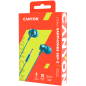 CANYON Stereo earphones with microphone, metallic shell, 1.2M, blue-green