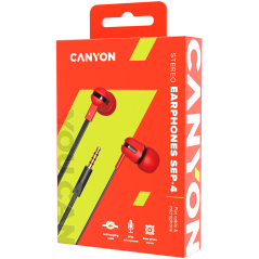 CANYON headphones SEP-4 Mic Flat 1.2m Red