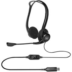 LOGITECH PC960 Corded Stereo Headset BLACK - USB