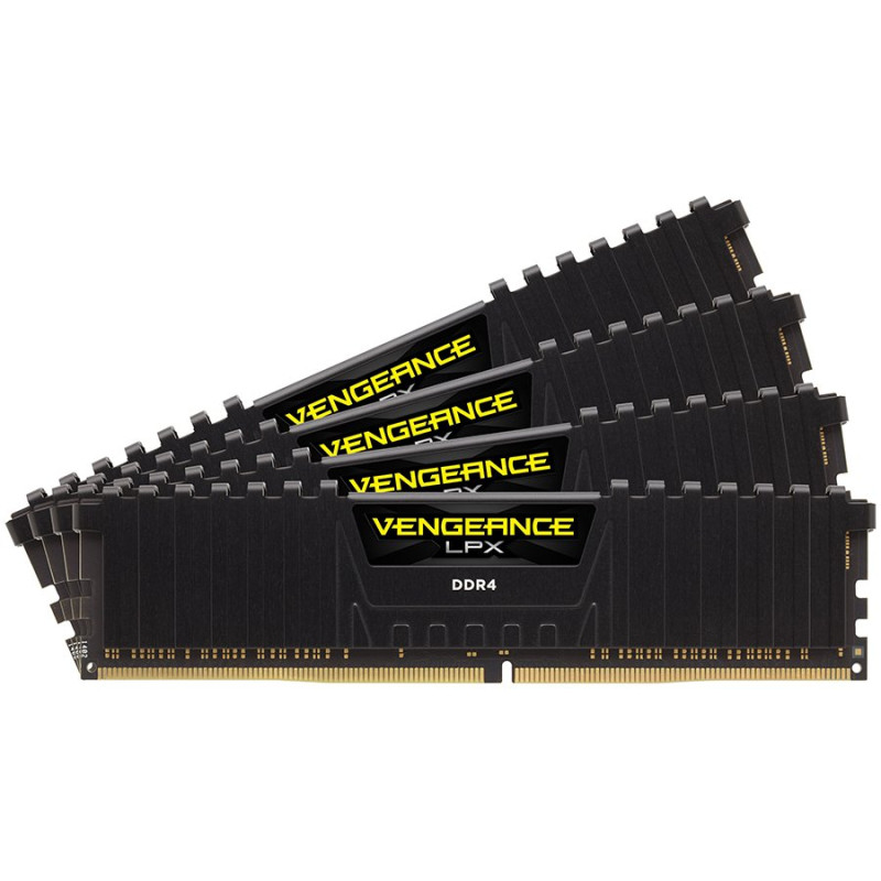 Corsair DDR4, 3600MHz 64GB 4x16GB DIMM, Unbuffered, 18-22-22-42, XMP 2.0, Vengeance LPX black Heatspreader, Black PCB, 1.35V, EA