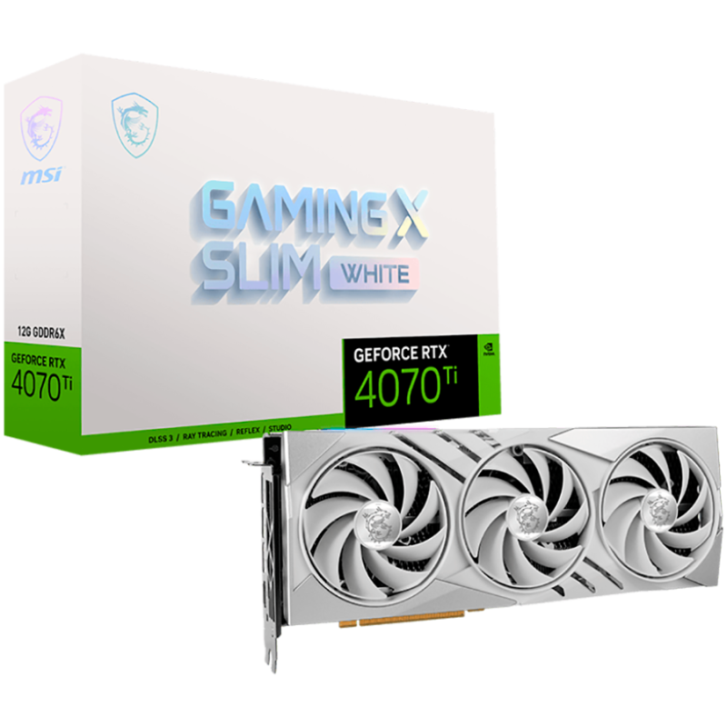 MSI Video Card Nvidia GeForce RTX 4070 TI GAMING X SLIM WHITE 12G, 12GB GDDR6X, 192bit, Boost: 2730 MHz, 7680 CUDA Cores, PCIe 4