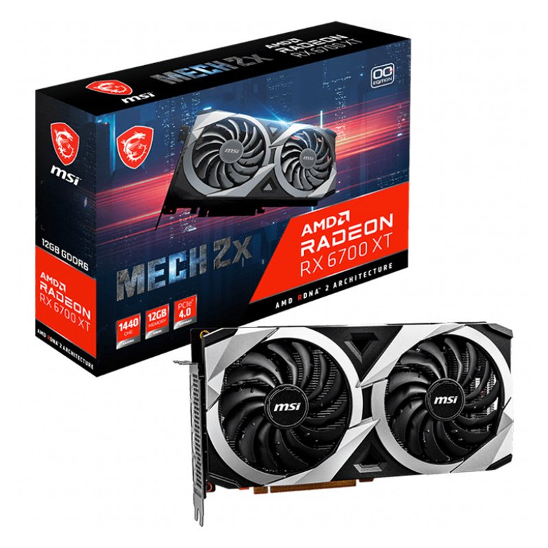 MSI Video Card AMD Radeon RX 6700 XT MECH 2X 12G, 12GB GDDR6, 192-bit, 384.0 GB/s, 16000 MHz Effective Memory Clock, Boost: 2581