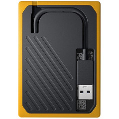 WD 500GB My Passport Go - Portable SSD, up to 400MB/s, 2-meter drop protection - Black w/ Amber trim