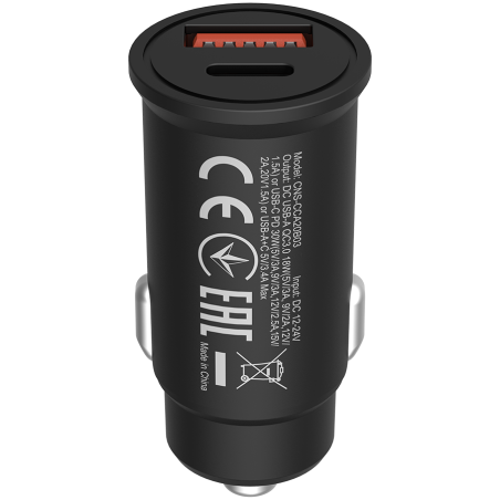 CANYON car charger C-20-03 PD 30W QC 3.0 18W USB-C USB-A black