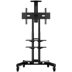 ONKRON Mobile TV Stand for 40-70” TVs with Wheels Shelves Height Adjustable Rolling TV Cart, Black