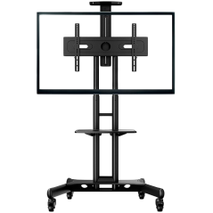 ONKRON Mobile TV Stand for 40-70” TVs with Wheels Shelves Height Adjustable Rolling TV Cart, Black