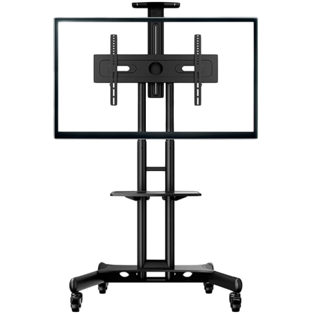 ONKRON Mobile TV Stand for 40-70” TVs with Wheels Shelves Height Adjustable Rolling TV Cart, Black