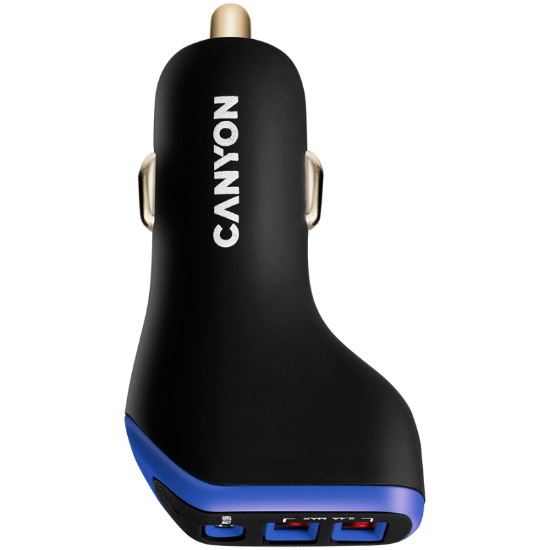CANYON car charger C-08 PD 18W USB-C 2USB-A Black Purple CANYON car charger C-08 PD 18W USB-C 2USB-A Black Purple