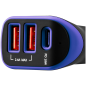 CANYON car charger C-08 PD 18W USB-C 2USB-A Black Purple CANYON car charger C-08 PD 18W USB-C 2USB-A Black Purple