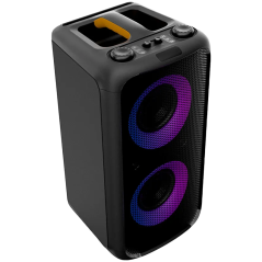 F&D PA200 Portable Wireless Party Speaker, 80W RMS (40W+40W), Subwoofer 2x5.25"+2x2"Tweeter, BT 5.0/USB/AUX, RGB, LED display, R