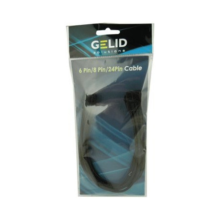 GELID 8pin EPS Power extension cable 30cm individually sleeved BLACK, 18 AWG