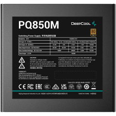 DeepCool PQ1000M, 1000W, 80 Plus GOLD, Full Japan Electrolytic Capacitors, Fully Modular, Flat Black Cables, 120mm FDB Fan, Fanl