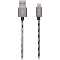 CANYON Lightning USB Cable for Apple, braided, metallic shell, 1M, Dark gray