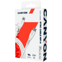 CANYON cable MFI-4 Type-C to Lightning 1.2m White