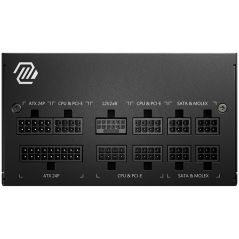 MSI MAG A750GL PCIE5, 750W, 80 Plus Gold, ATX Form Factor, 100~240 Vac Input Voltage, 47Hz ~ 63Hz Input Frequency, 120 mm Fan, 1