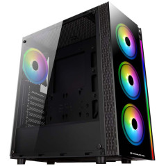 Chassis Poseidon EN42272, ATX, M-ATX, Mini-ITX, USB3.0x2, USB2.0x2, Front & Left Tempered Glass, Front Rainbow LED Stripe, CY120