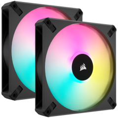 Corsair AF ELITE Series, AF140 RGB ELITE, 140mm Fluid Dynamic RGB Fan with AirGuide, Dual Pack with Lighting Node CORE, EAN:0840