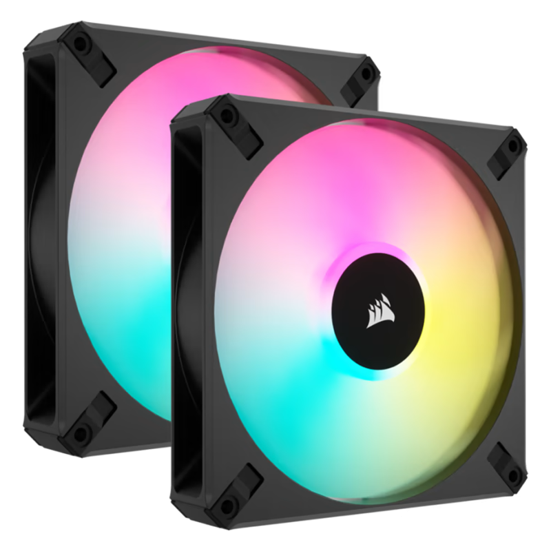 Corsair AF ELITE Series, AF140 RGB ELITE, 140mm Fluid Dynamic RGB Fan with AirGuide, Dual Pack with Lighting Node CORE, EAN:0840