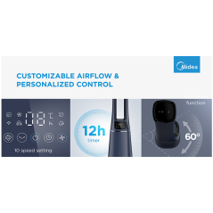 Bladeless Fan & air purifier, Smart WiFi, digital with IOT and remote, H13 HEPA filter, 10 speeds, wide oscillation, ION mode, u