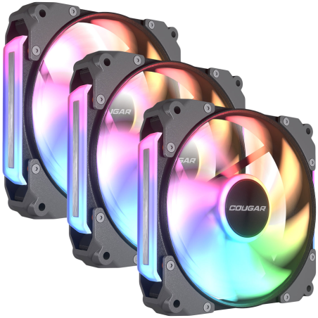 Cougar fan APOLAR 120 ARGB Black (3 fan package), Fan Speed 600-2200 RPM±200RPM, Air Flow 75.38 CFM ± 10%, Air Pressure 2.59 mm 