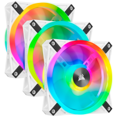 Corsair QL Series, WHITE QL120 RGB, 120mm RGB LED Fan, Triple Pack with Lighting Node CORE, EAN:0840006619505
