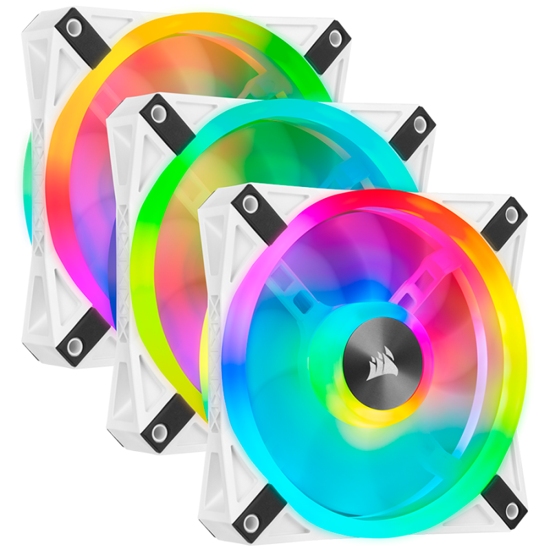 Corsair QL Series, WHITE QL120 RGB, 120mm RGB LED Fan, Triple Pack with Lighting Node CORE, EAN:0840006619505