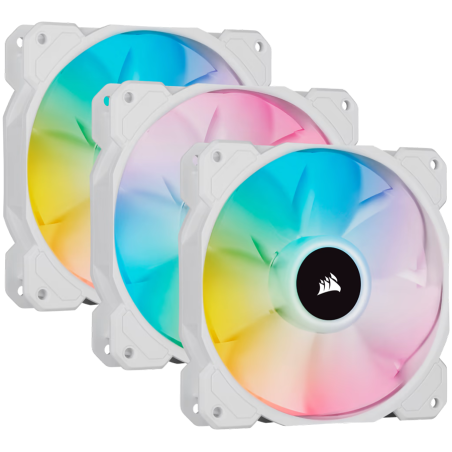 Corsair SP Series, White SP120 RGB ELITE, 120mm RGB LED Fan with AirGuide, Triple Pack with Lighting Node CORE, EAN:084000663777