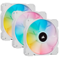 Corsair SP Series, White SP120 RGB ELITE, 120mm RGB LED Fan with AirGuide, Triple Pack with Lighting Node CORE, EAN:084000663777
