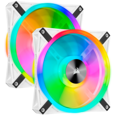 Corsair QL Series, WHITE QL140 RGB, 140mm RGB LED Fan, Dual Pack with Lighting Node CORE, EAN:0840006619529