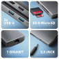 AXAGON HMC-8HLSA USB-C 3.2 Gen 1 hub, 3x USB-A + 4K/30Hz HDMI + SD/microSD, GLAN, Audio, PD 100W, 20cm USB-C cable
