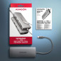 AXAGON HMC-8HLSA USB-C 3.2 Gen 1 hub, 3x USB-A + 4K/30Hz HDMI + SD/microSD, GLAN, Audio, PD 100W, 20cm USB-C cable