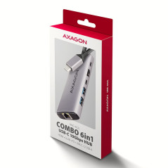 AXAGON HMC-6G2L 2x USB-A 10Gbps, 1x USB-C 10Gbps, 4K/60Hz HDMI, RJ-45, USB 3.2 Gen 2 hub, PD 100W, 15cm USB-C cable