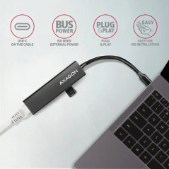 AXAGON HMC-GL3A SUPERSPEED USB-C HUB + GIGABIT LAN