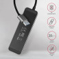 AXAGON HUE-MSA 4x USB3.2 Gen 1 SWITCH hub, metal, micro USB power IN, 20cm USB-A cable