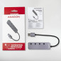 AXAGON HUE-MSA 4x USB3.2 Gen 1 SWITCH hub, metal, micro USB power IN, 20cm USB-A cable