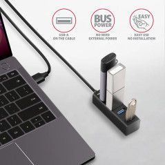 AXAGON HUE-M1AL 4x USB 3.2 Gen 1 MINI hub, metal, 1.2m USB-A cable
