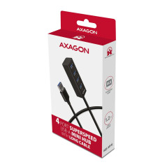 AXAGON HUE-M1AL 4x USB 3.2 Gen 1 MINI hub, metal, 1.2m USB-A cable
