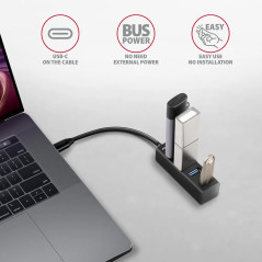 AXAGON HUE-M1C 4x USB3.2 Gen 1 MINI hub, metal, 20cm USB-C cable