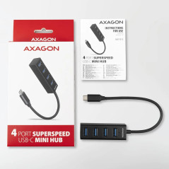AXAGON HUE-M1C 4x USB3.2 Gen 1 MINI hub, metal, 20cm USB-C cable