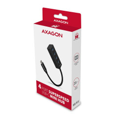 AXAGON HUE-M1C 4x USB3.2 Gen 1 MINI hub, metal, 20cm USB-C cable