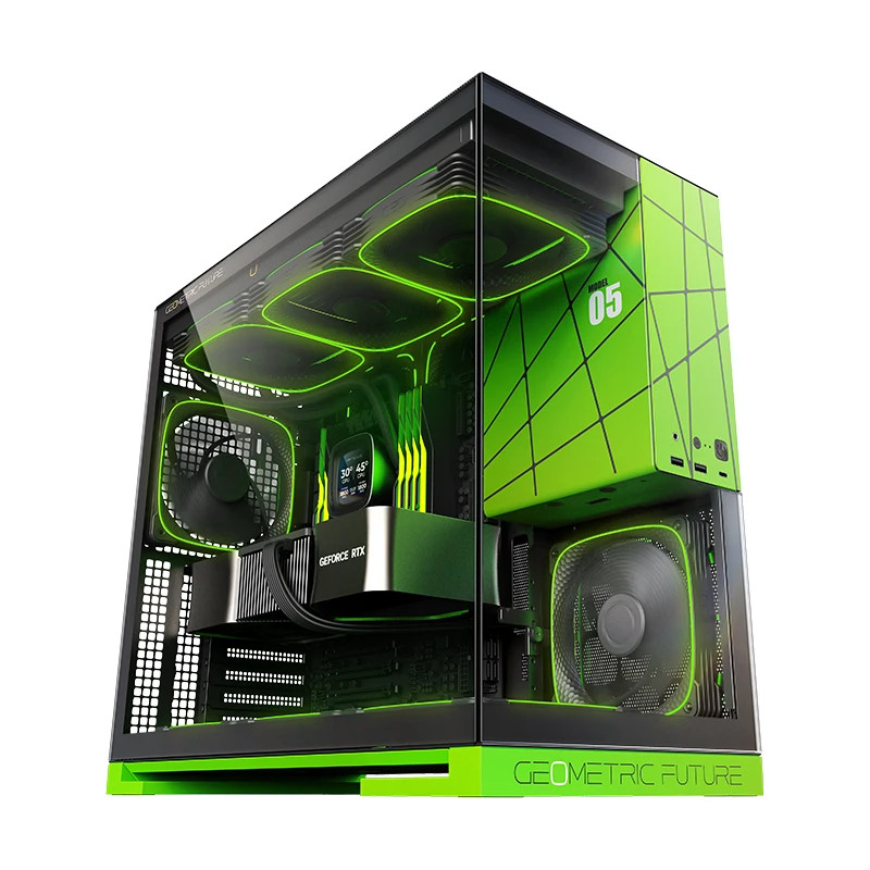 Geometric Future кутия Case EATX - Model 5 Black/Green, NVIDIA style limited edition Geometric Future кутия Case EATX - Model 5 Black/Green, NVIDIA style limited edition