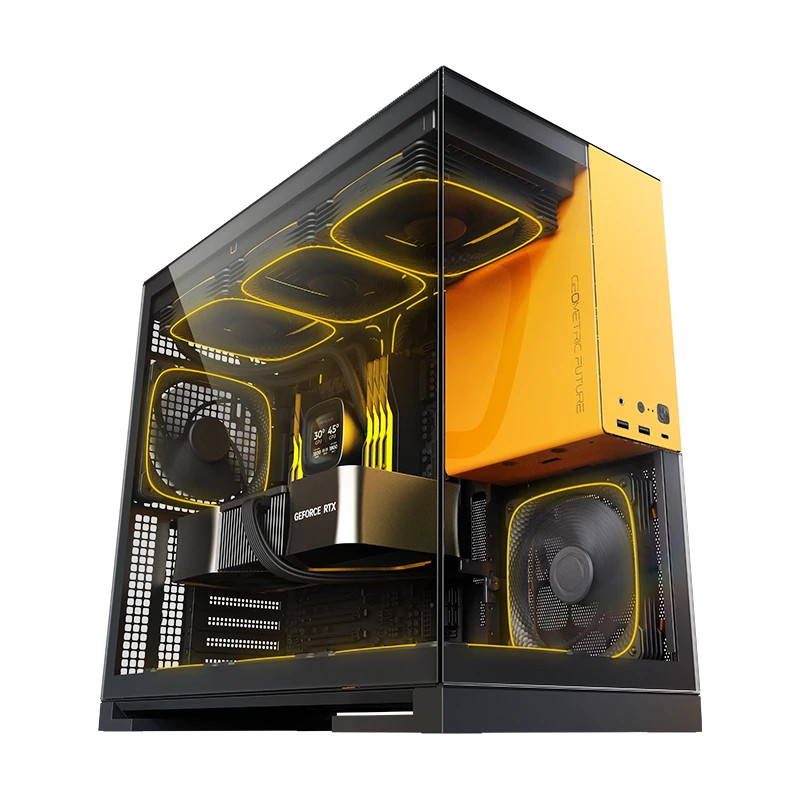 Geometric Future кутия Case EATX - Model 5 Yellow/Black - 5 x 140 mm aRGB fans included Geometric Future кутия Case EATX - Model 5 Yellow/Black - 5 x 140 mm aRGB fans included